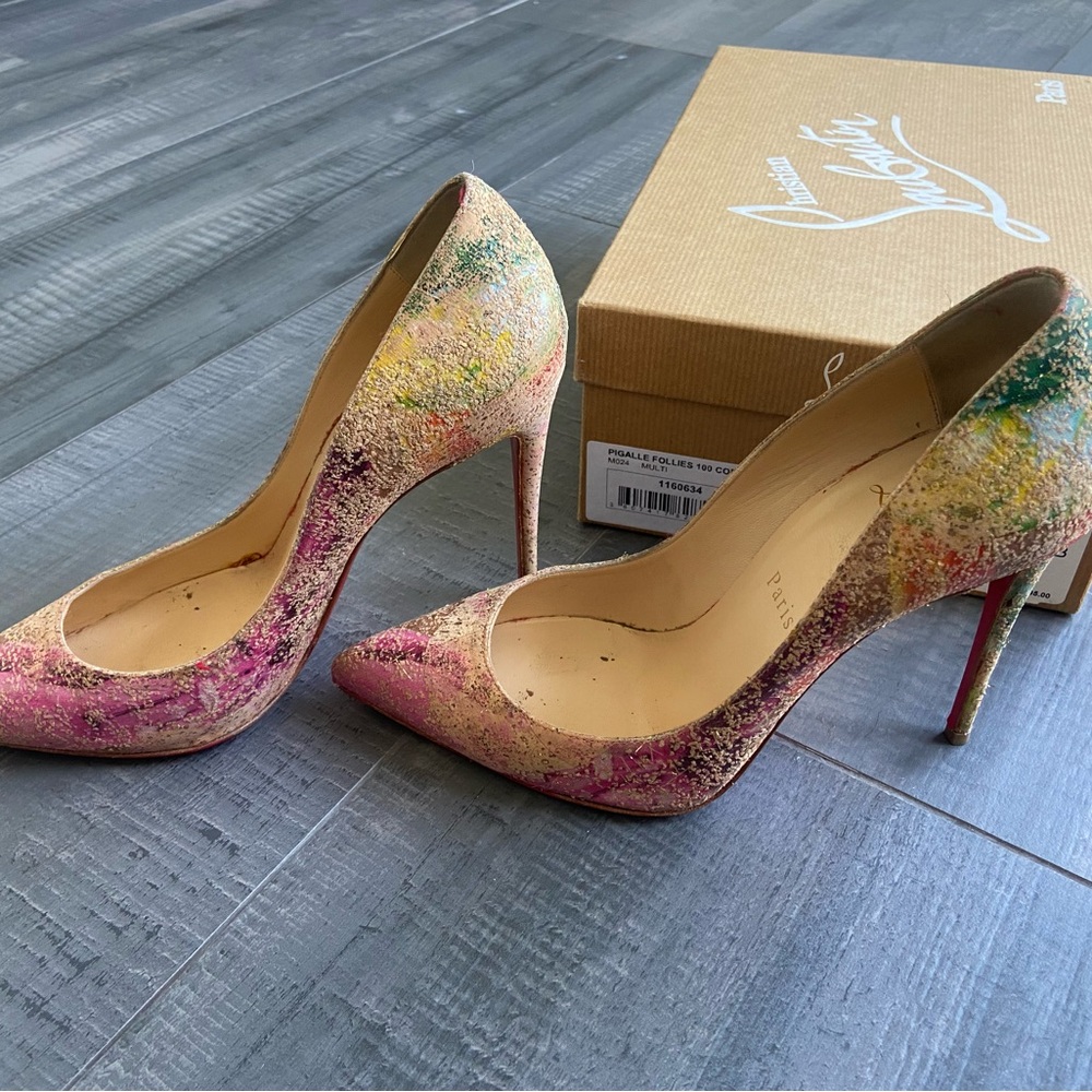 Christian Louboutin Pink and Yellow Heels